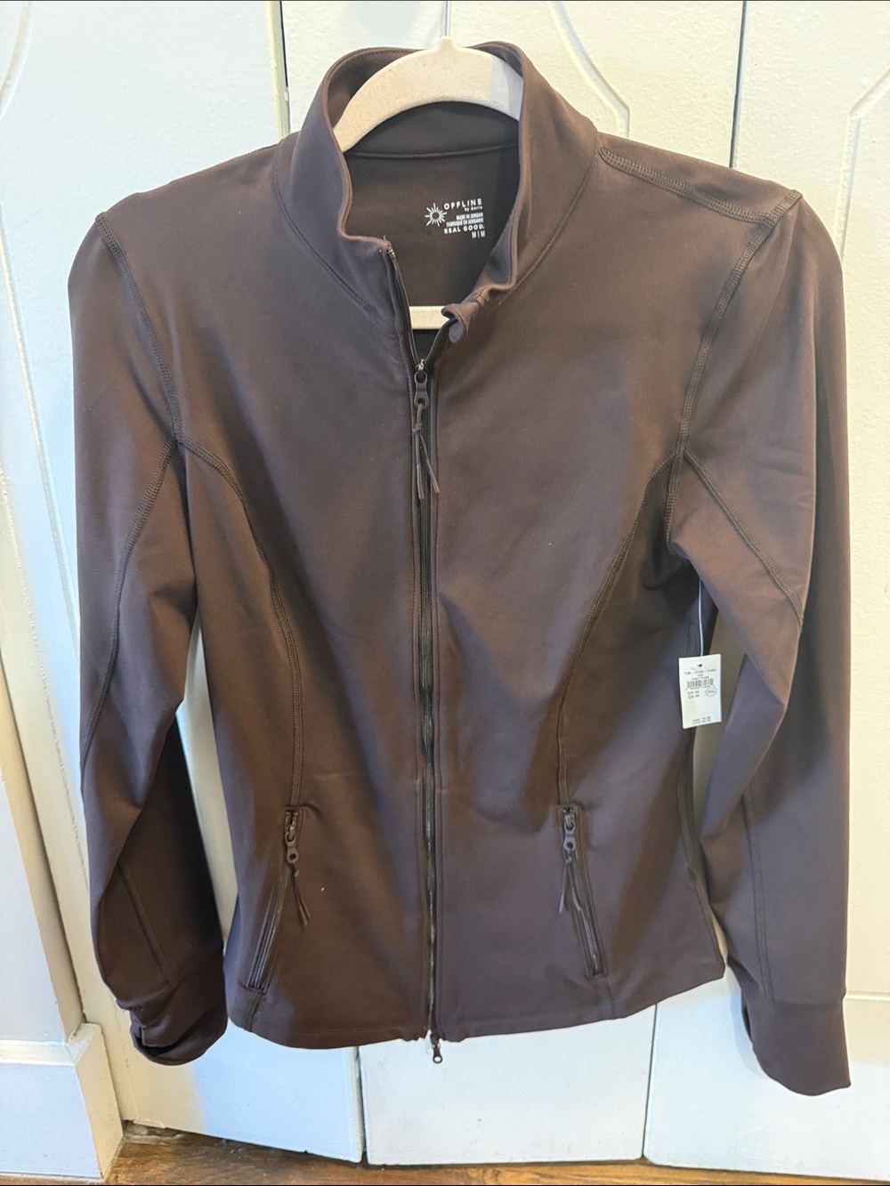 Athleta Brown Zip-Front Utility Jacket